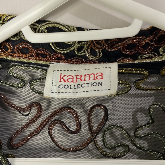 80s sheer patterned blouse - Picture 3 of 9